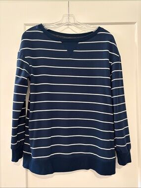 stars above Navy & White Striped Pullover Sweatshirt